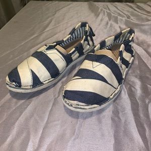 TOMS Blue and white striped with draw string